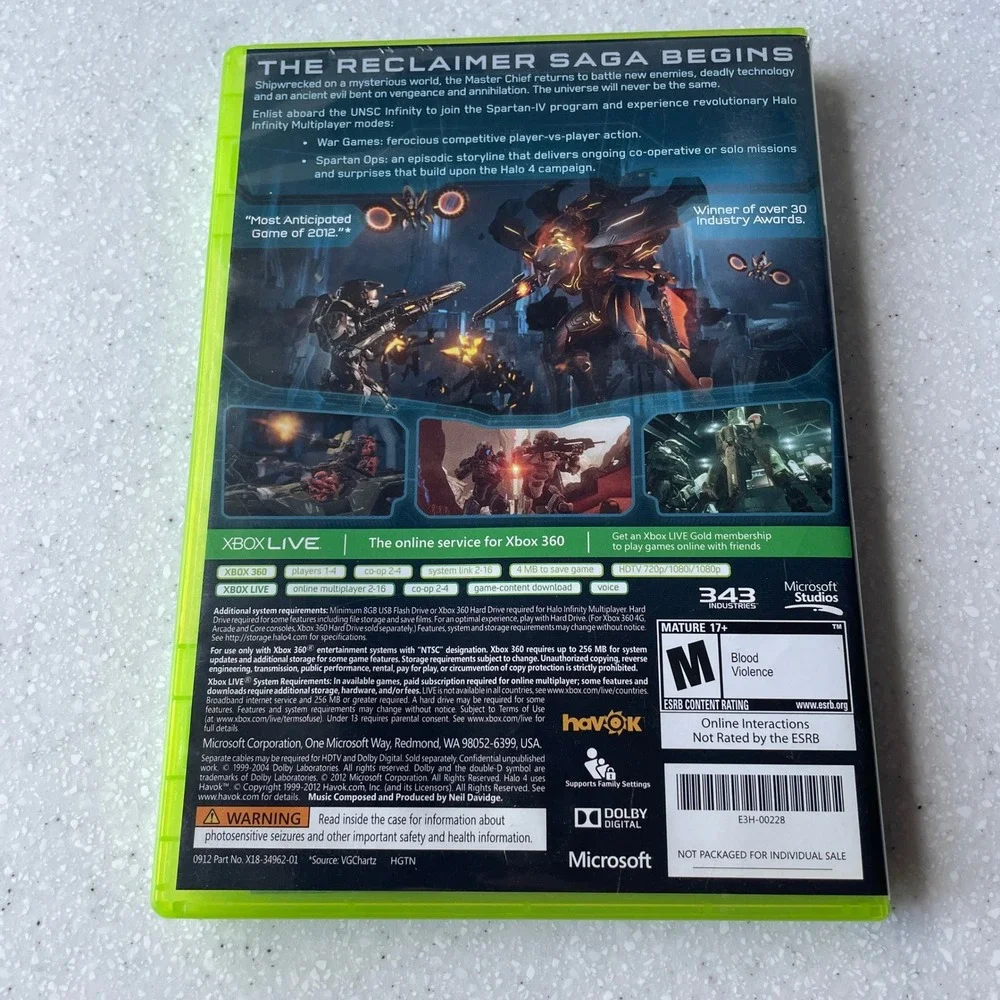 Halo 4 Xbox 360 Game 2-Disc Set 343 Industries Microsoft 2012 NTSC Bundle